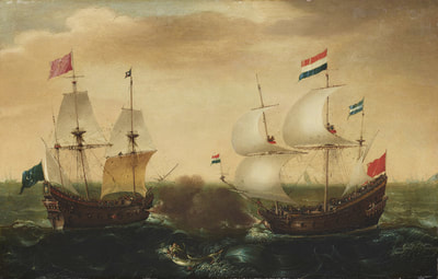 Cornelis Verbeeck, Een gevecht tussen een Nederlands en een Turks schip, rond 1618-1620, olieverf op koperplaat, 20 x 31,1 cm,  in het bezit van de Kunsthalle Bremen – Der Kunstverein in Bremen